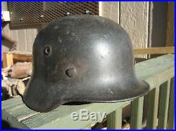W. W. 2 German M 35/40 Helmet And Liner Band A Some Leather Liner In Place Q 62