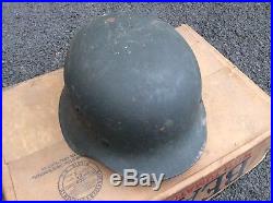 World War 2 WWII German Army M35 M42 Helmet Attic Kept Original Paint WW2