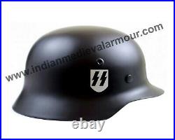 World War Replicas Supply German Black SS M40 Steel Helmet WW2 Reenactment