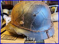 Ww2 100% ORIGINAL German helmet with liner and chinstrap. + chickens wire, NS62