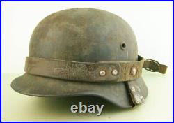 Ww2 German Helmet Leather Carrier, Original, Complete, Rare