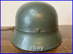 Ww2 German Helmet M35 Luftwaffe Beaded Green Camouflage Paint