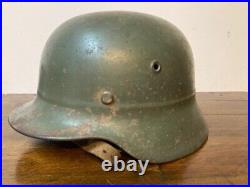 Ww2 German Helmet M35 Luftwaffe Beaded Green Camouflage Paint