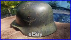 Ww2 German Helmet Rare Authentic War Time Camo