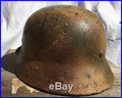 Ww2 German M35 Normandy Camo Helmet In Wood Shipping Crate