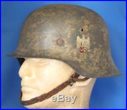 Ww2 German M42 Army Sd Helmet Splattered Mud Camo