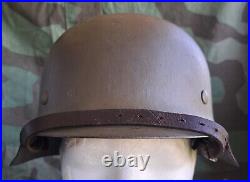 Ww2 German M42 Helmet With One Tone Camo