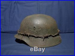 Ww2 German M-40 Air sd helmet. Size 62. Barbed wire