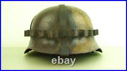 Ww2 German M-40 Camo Helmet With Flat Wire Bands For Camo Purposes, Size 66 Compl