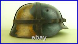 Ww2 German M-40 Camo Helmet With Flat Wire Bands For Camo Purposes, Size 66 Compl