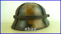 Ww2 German M-40 Camo Helmet With Flat Wire Bands For Camo Purposes, Size 66 Compl