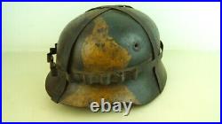 Ww2 German M-40 Camo Helmet With Flat Wire Bands For Camo Purposes, Size 66 Compl