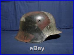Ww2 German M-42 3 color camouflage helmet. Named. Size 64. Complete