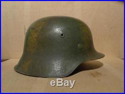 Ww2 German M-42 helmet. Size 62. 3-color camo. With liner. Number inside