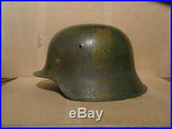 Ww2 German M-42 helmet. Size 62. 3-color camo. With liner. Number inside