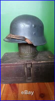Ww2 German Original M34 Sharp Edge Helmet (rare) Salt-pepper Ventilation Holes