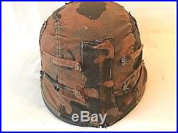Ww2 German Reversible Camouflage Helmet Cover For Elite Units. Rare