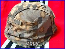 Ww2 German Reversible Camouflage Helmet Cover For Elite Units. Rare. Orig