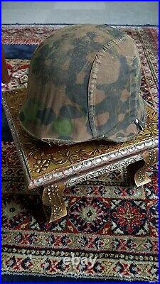 Ww2 German camouflaged helmet cover well worn condition