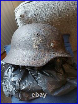 Ww2 German dd Relic Helmet with liner band part chinstrap From A Batch In Jersey