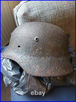 Ww2 German dd Relic Helmet with liner band part chinstrap From A Batch In Jersey