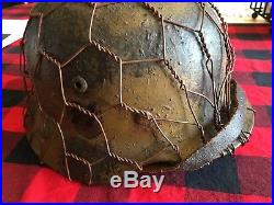 Ww2 German helmet M40 with Museum Quality repro camo paint and wire netting 62