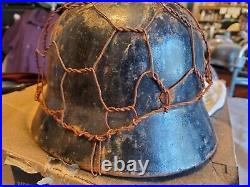 Ww2 German helmet with liner No chinstrap with chicken wire for camo
