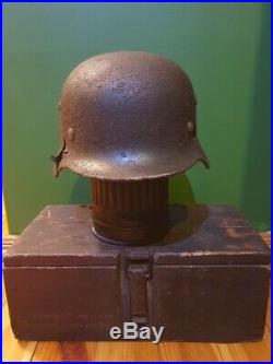 Ww2 Original German M35 Helmet Elite Troops XX Battle Damaged Q64
