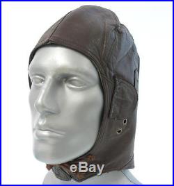 Ww2 Wwii German Aviator Pilot Leather Helmet Hat