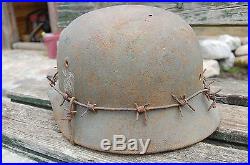 Ww2 german m40 helmet. Barbed wire camo