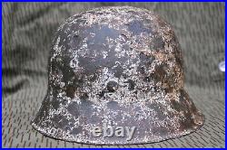 Ww2 m42 german helmet, winter snow camo, ss id tag and relics lot