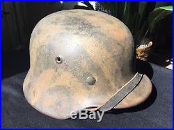 Wwii Ww2 German Normandy Camo Helmet, M40,'et64', 100% Original, Complete